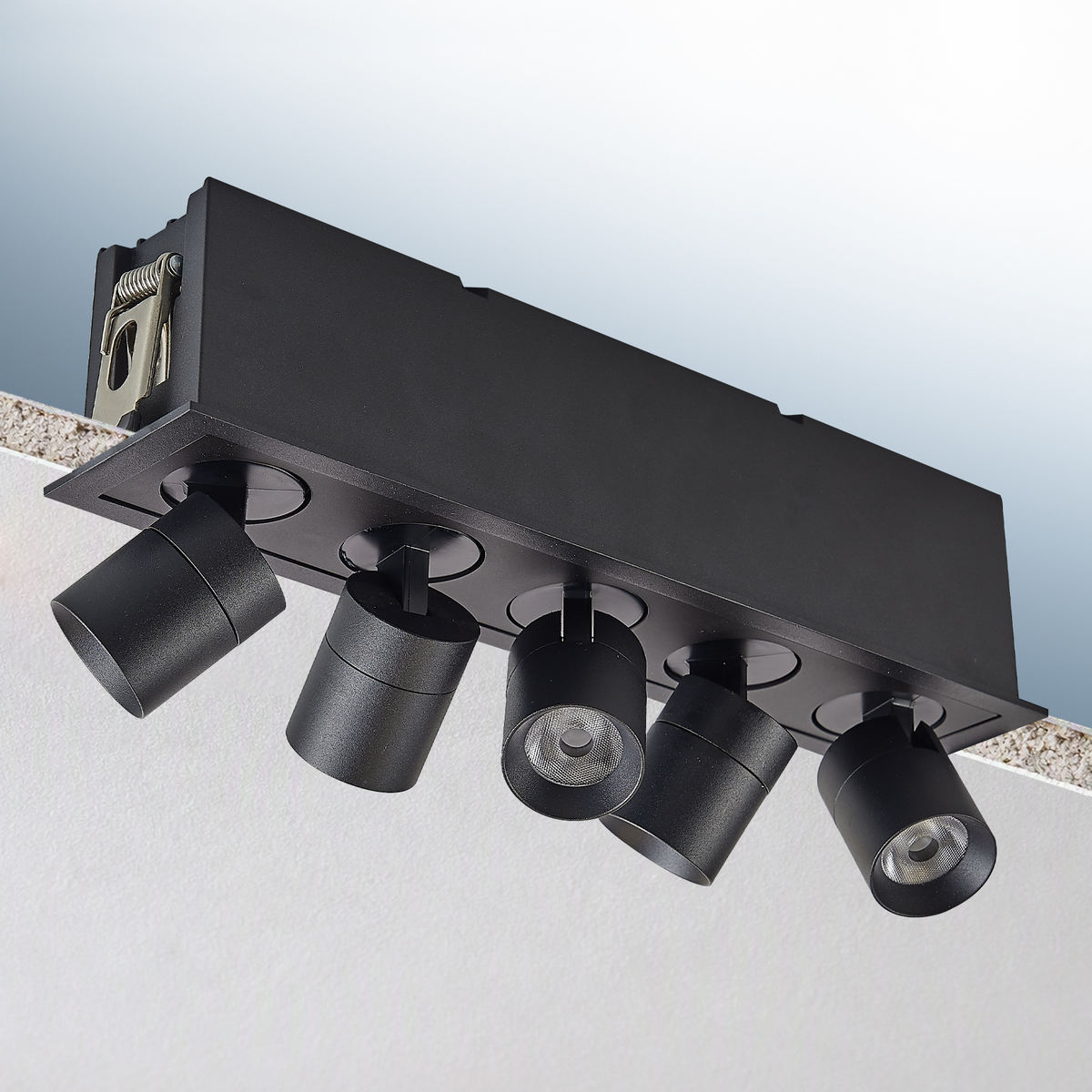 Luxrite LR32076 15W Retractable Multi-light 5 Head - 5CCT Selectable Black Finish