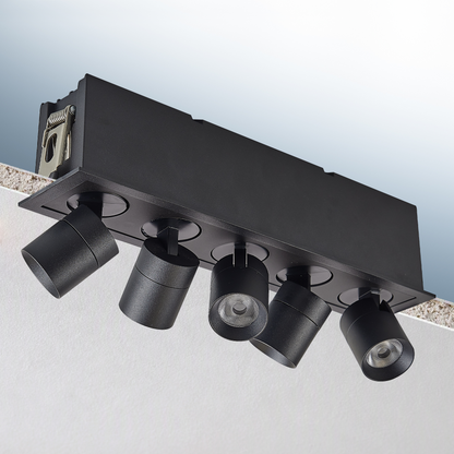 Luxrite LR32076 15W Retractable Multi-light 5 Head - 5CCT Selectable Black Finish