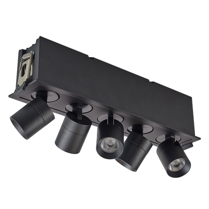 Luxrite LR32076 15W Retractable Multi-light 5 Head - 5CCT Selectable Black Finish