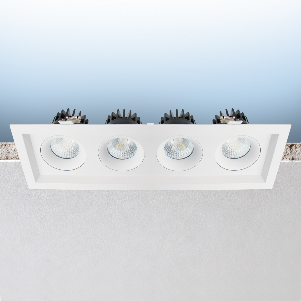 Luxrite LR32196 60W OMNI4 - Four Head Regressed Multi-head Gimbal 5CCT Selectable White Finish - Dual Dimming/universal Voltage