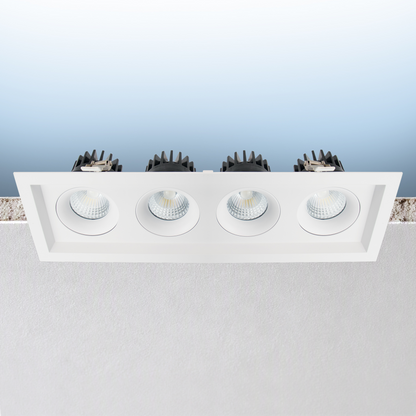 Luxrite LR32196 60W OMNI4 - Four Head Regressed Multi-head Gimbal 5CCT Selectable White Finish - Dual Dimming/universal Voltage