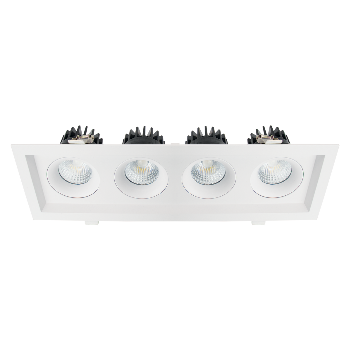 Luxrite LR32196 60W OMNI4 - Four Head Regressed Multi-head Gimbal 5CCT Selectable White Finish - Dual Dimming/universal Voltage
