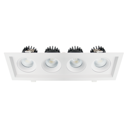 Luxrite LR32196 60W OMNI4 - Four Head Regressed Multi-head Gimbal 5CCT Selectable White Finish - Dual Dimming/universal Voltage