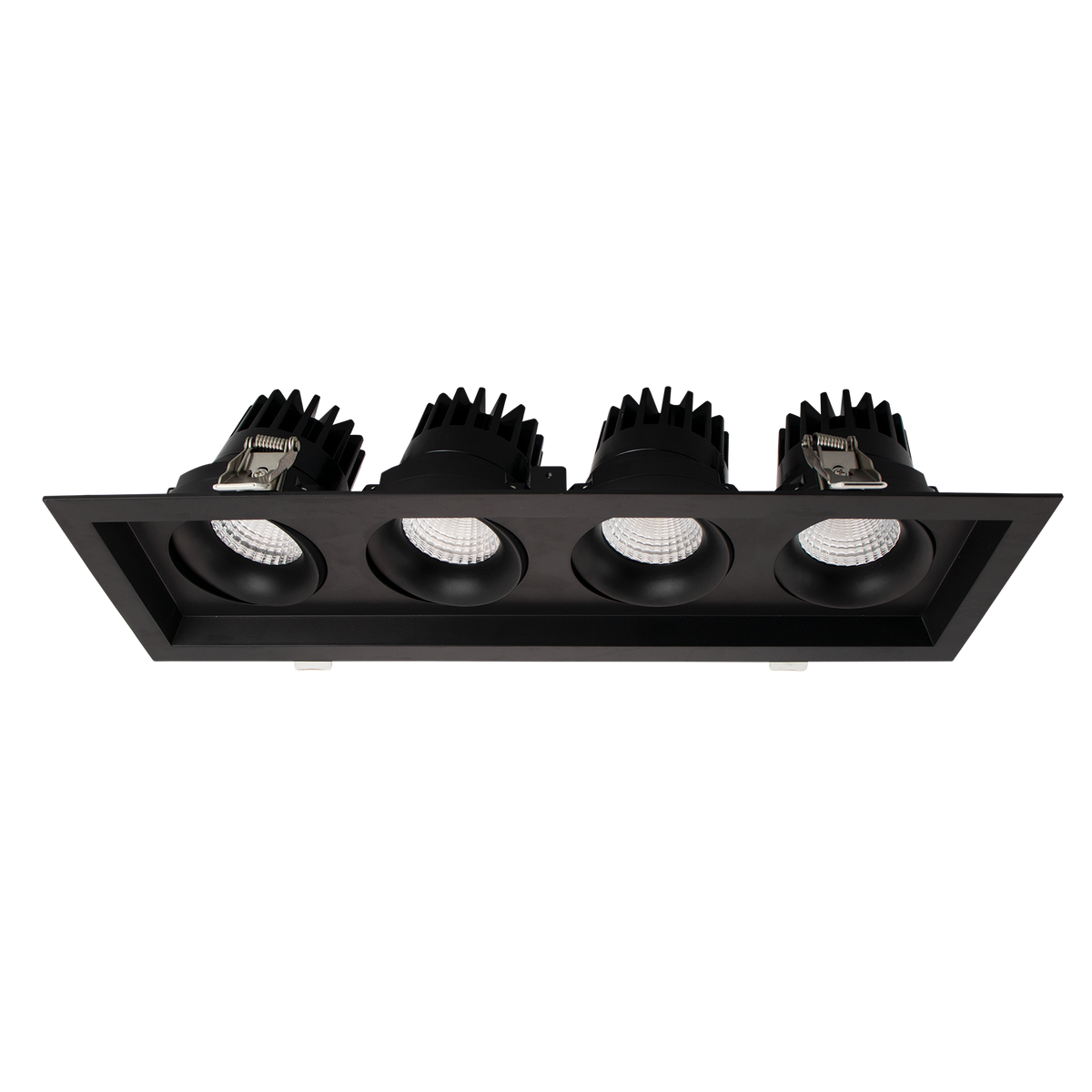 Luxrite LR32197 60W OMNI4 - Four Head Regressed Multi-head Gimbal 5CCT Selectable Black Finish - Dual Dimming/universal Voltage