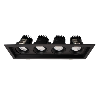 Luxrite LR32197 60W OMNI4 - Four Head Regressed Multi-head Gimbal 5CCT Selectable Black Finish - Dual Dimming/universal Voltage