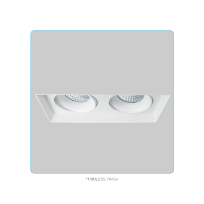 Luxrite LR32202 30W OMNI2 - Two Head Regressed Trimless Multi-head Gimbal 5CCT Selectable White Finish - Dual Dimming/universal Voltage