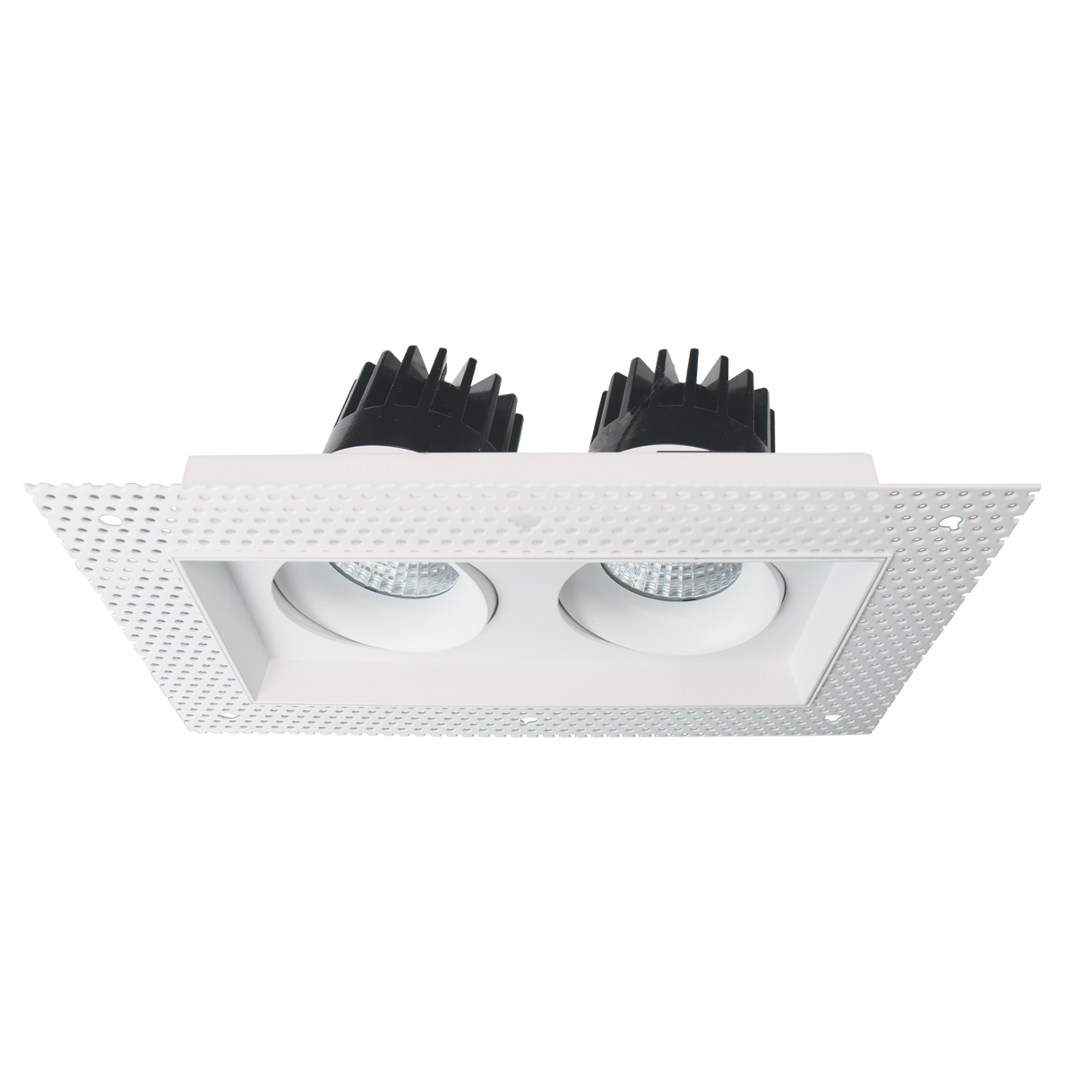 Luxrite LR32202 30W OMNI2 - Two Head Regressed Trimless Multi-head Gimbal 5CCT Selectable White Finish - Dual Dimming/universal Voltage