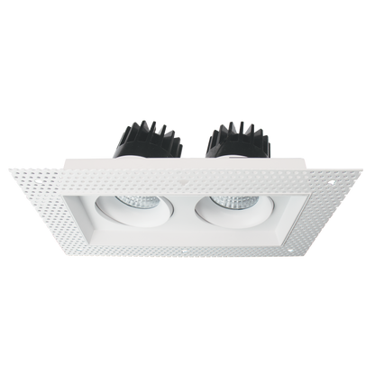 Luxrite LR32202 30W OMNI2 - Two Head Regressed Trimless Multi-head Gimbal 5CCT Selectable White Finish - Dual Dimming/universal Voltage