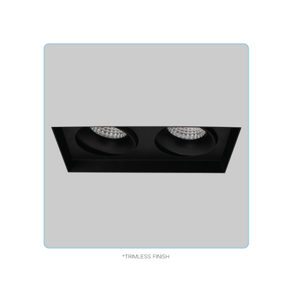 Luxrite LR32203 30W OMNI2 - Two Head Regressed Trimless Multi-head Gimbal 5CCT Selectable Black Finish - Dual Dimming/universal Voltage