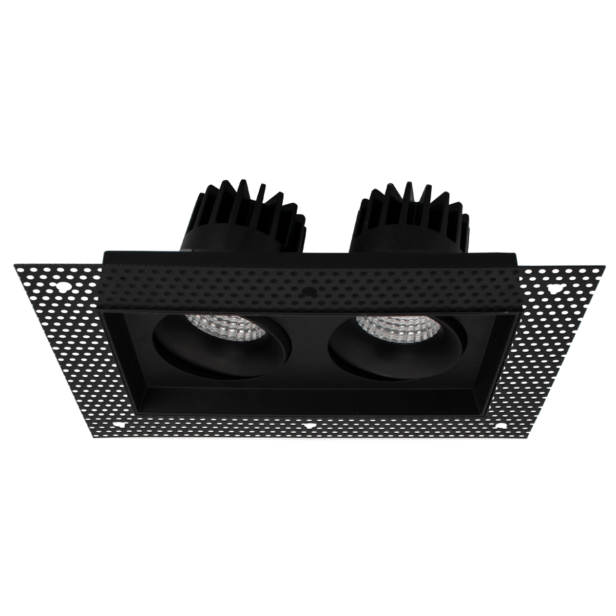 Luxrite LR32203 30W OMNI2 - Two Head Regressed Trimless Multi-head Gimbal 5CCT Selectable Black Finish - Dual Dimming/universal Voltage