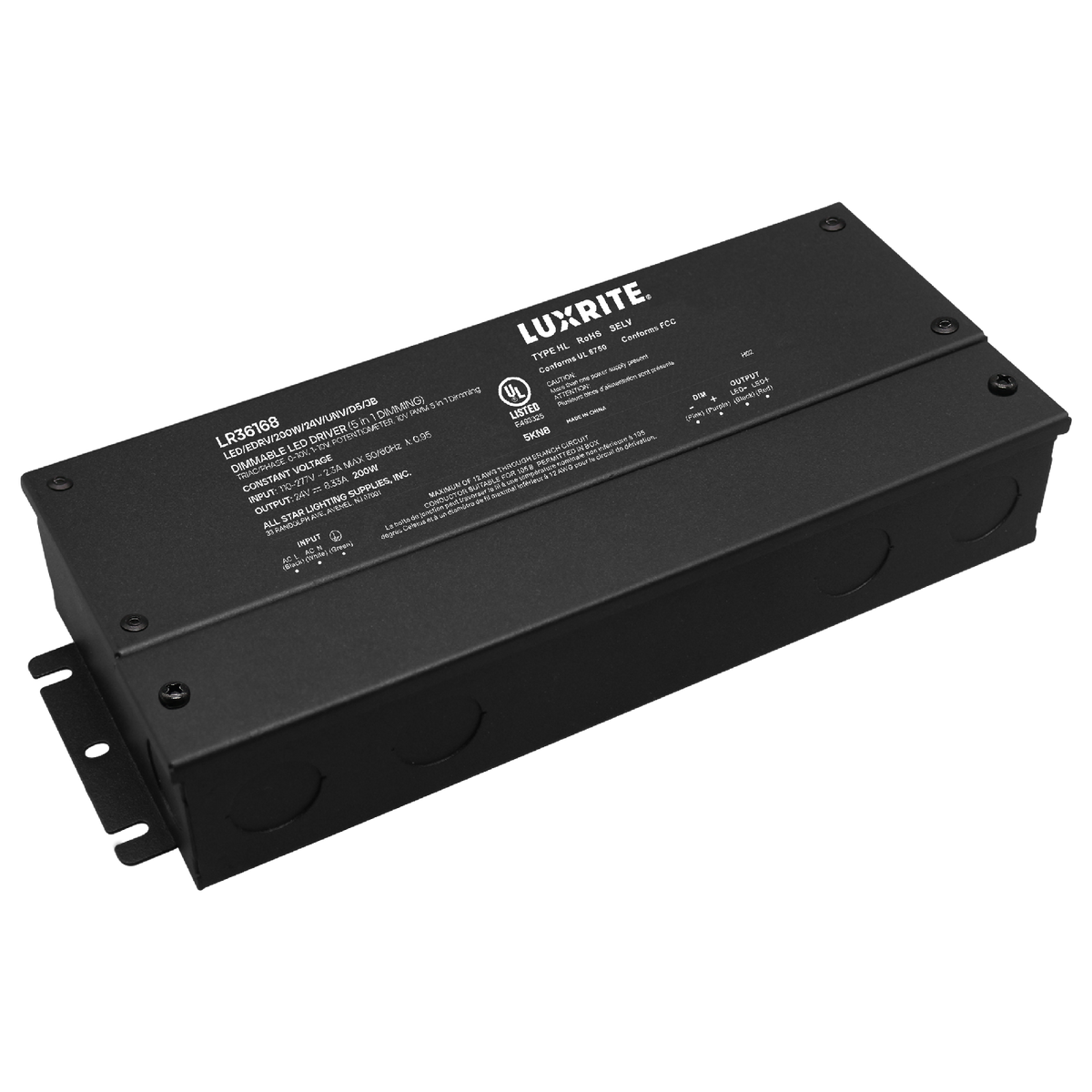 Luxrite LR36168 200W Electronic Constant Voltage 5 in 1 Dimmable Driver