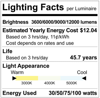 Luxrite LR40720 100W Round Garage Canopy - 3CCT & 4 Wattage Selectable - Optional Upward Light