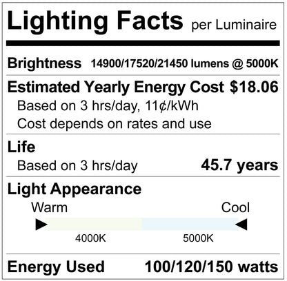 Luxrite LR41543 150W UFO Highbay 2CCT & 3WATTAGE Selectable - White Finish