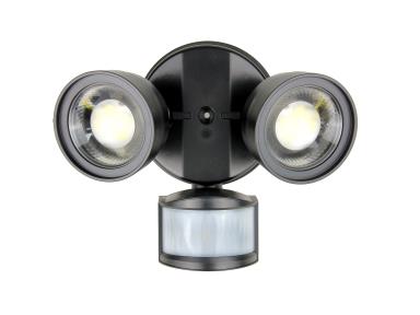 MaxLite MSL2HAL Security Light With Motion Sensor, Adjustable Beam 2 Head, 25W, 120V, Black