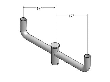 MaxLite PL-BB218-L Bullhorn Bracket, 2-3/8", Steel, 2 Arms @ 180 Degrees, Black