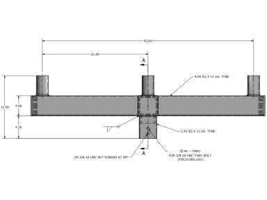 MaxLite PL-SM490-B Square Mounting Brackets, Fits Over 2-3/8 Od, Steel, 4 Arms @ 90 Degrees With 2 3/8" Tenons, Bronze