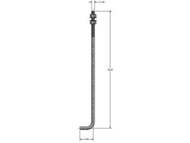 MaxLite PL-SQAB07Q Anchor Bolts 1'', Partially Galvanized, 7 Gauge Poles, Set Of 4