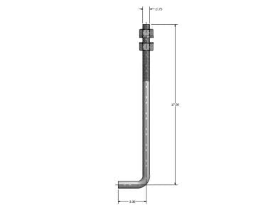 MaxLite PL-SQAB11Q Anchor Bolts 3/4'', Fully Galvanized, 11 Gauge Poles, Set Of 4