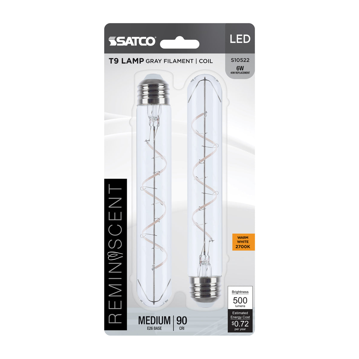 Satco S10522 6W T9 Warm White LED Light Bulb Medium Base