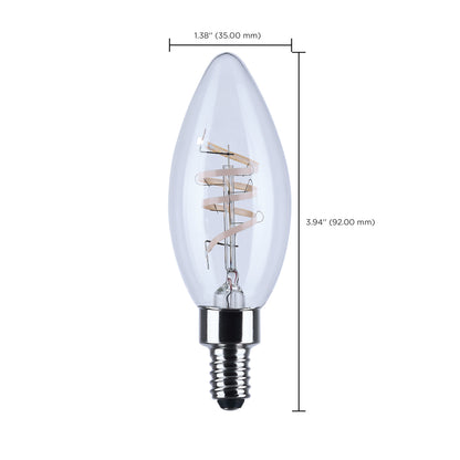 Satco S10523R1 4W B11 Warm White LED Light Bulb Candelabra Base