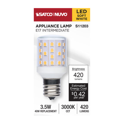 Satco S11203 3.5W T14 Soft White LED Light Bulb Intermediate Base