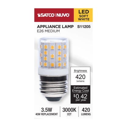 Satco S11205 3.5W T14 Soft White LED Light Bulb Medium Base