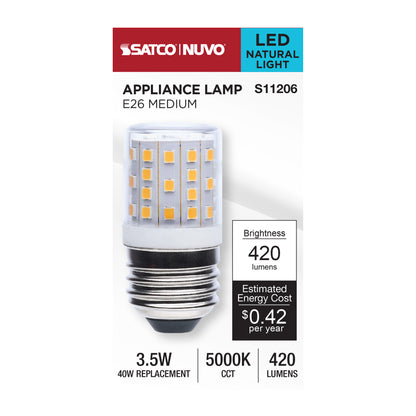 Satco S11206 3.5W T14 Natural Light LED Light Bulb Medium Base