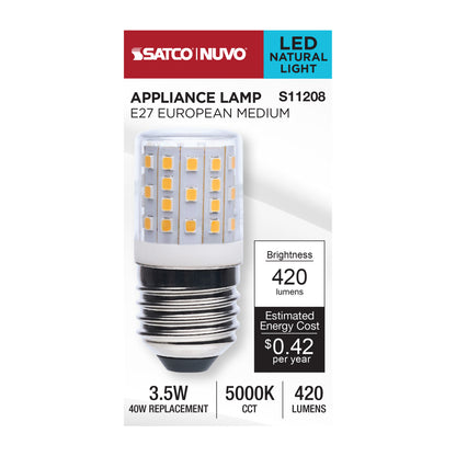 Satco S11208 3.5W T14 Natural Light LED Light Bulb European Medium Base