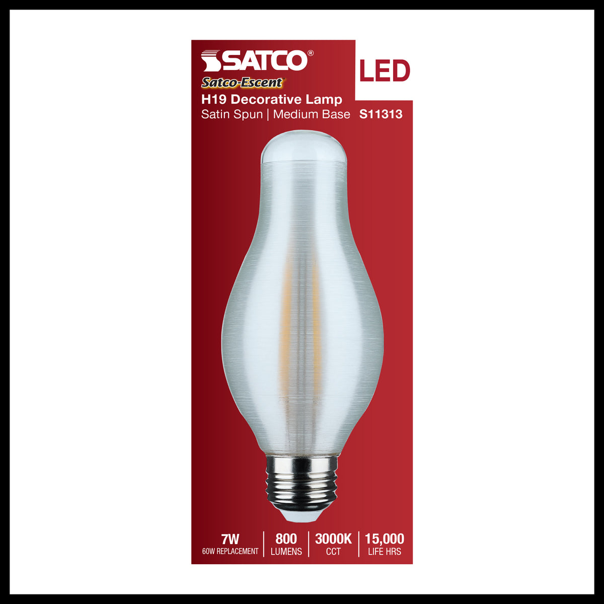 Satco S11313 7W H19 Soft White LED Light Bulb Medium Base