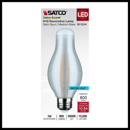 Satco S11314 7W H19 Natural Light LED Light Bulb Medium Base