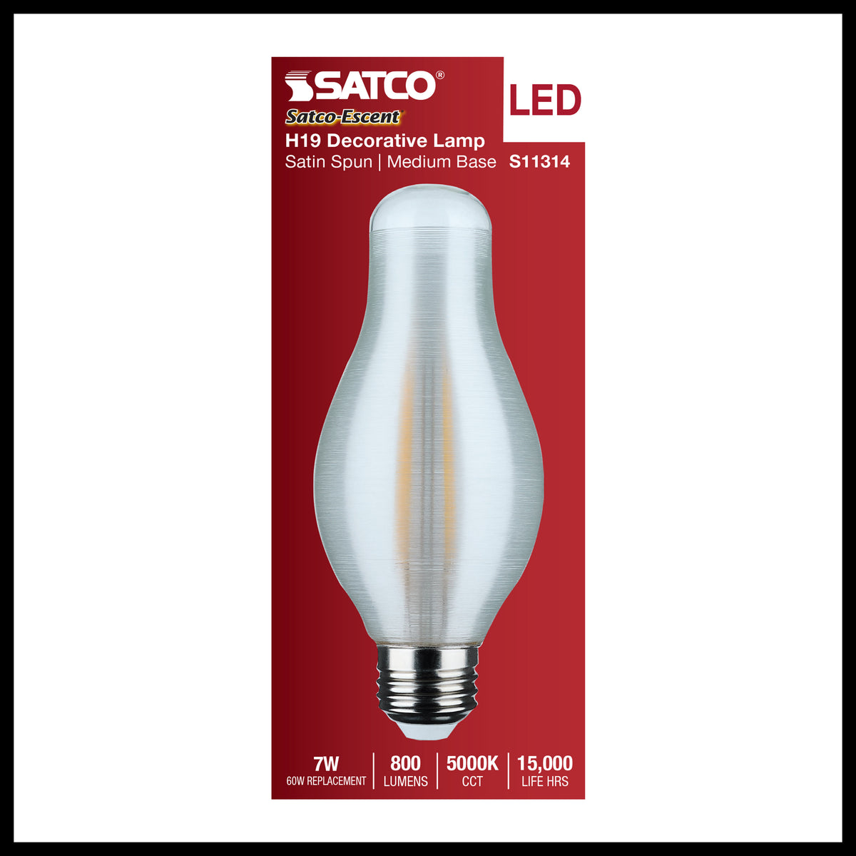 Satco S11314 7W H19 Natural Light LED Light Bulb Medium Base