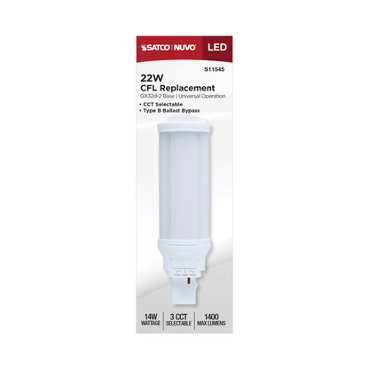 Satco S11545 14W PL CCT Selectable LED Light Bulb GX32d (2-Pin) Base