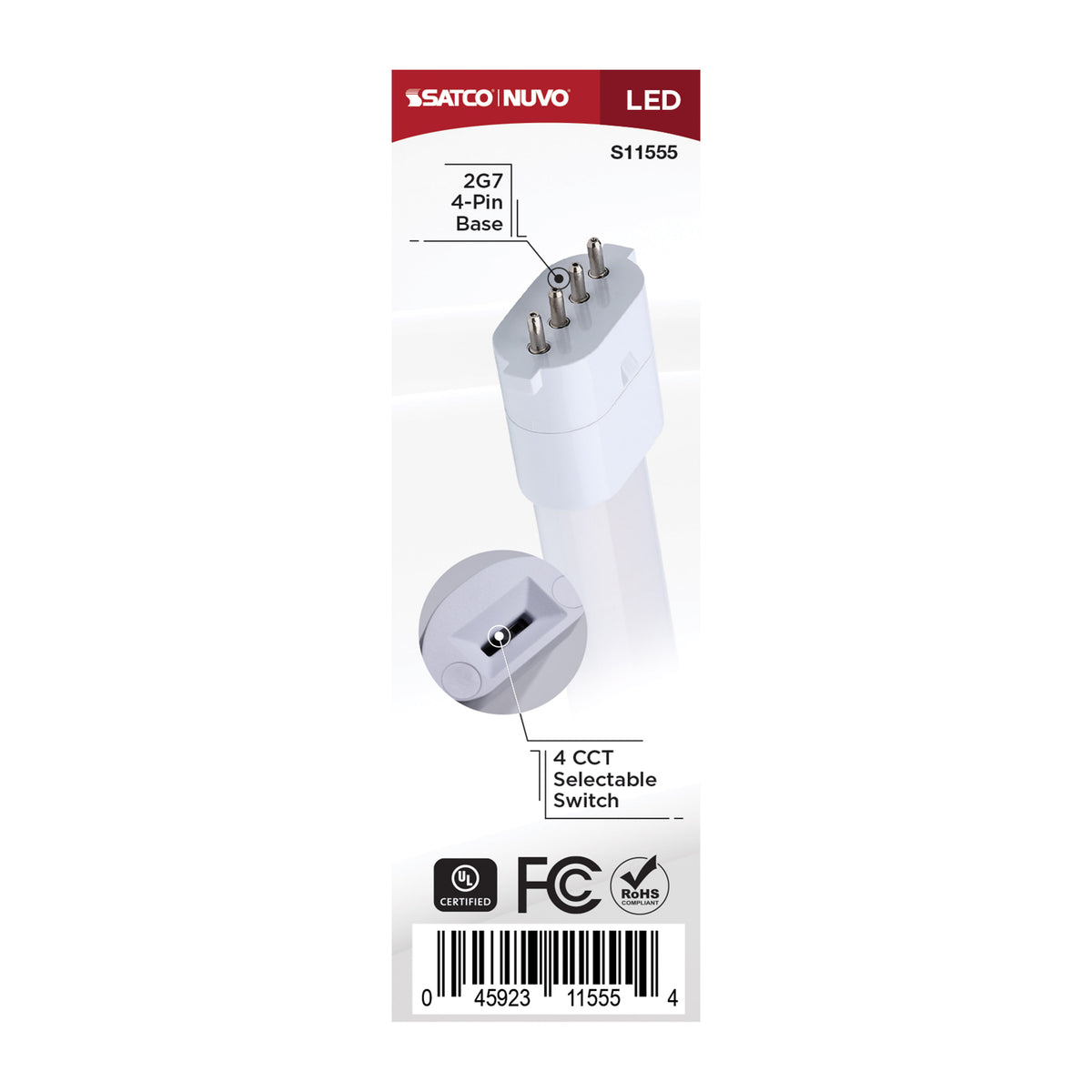 Satco S11555 3.5W PL CCT Selectable LED Light Bulb 2G7 (4-Pin) Base