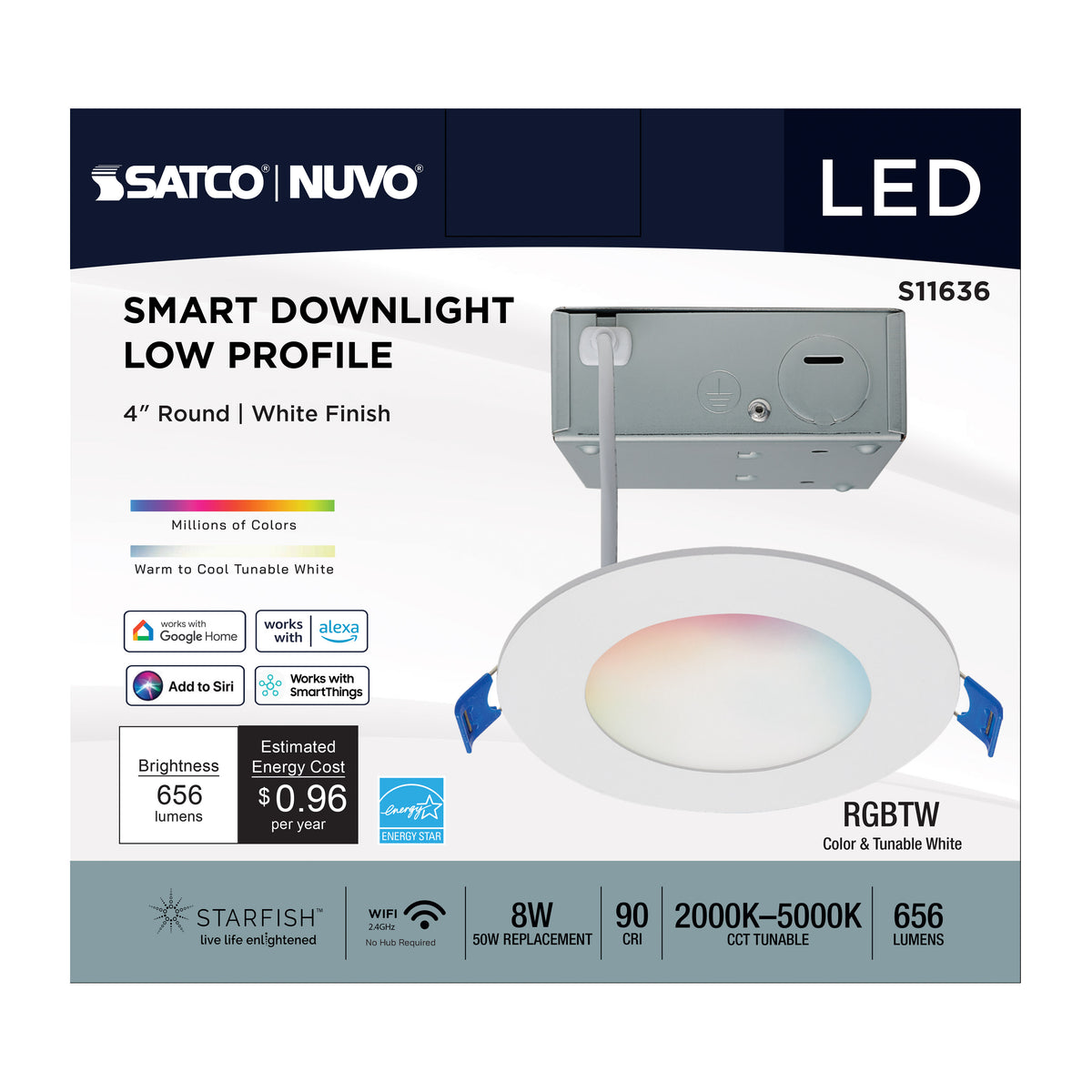 Satco S11636 8W Integrated LED CCT Selectable LED Light Bulb Integrated Base