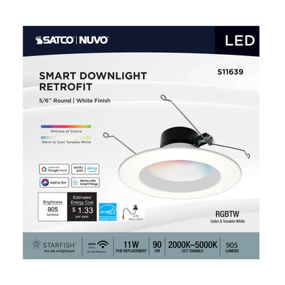 Satco S11639 11W Integrated LED CCT Selectable LED Light Bulb Medium Adapter Base