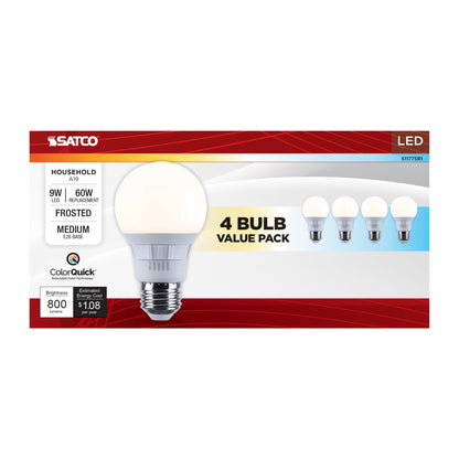 Satco S11775R1 9W A19 CCT Selectable LED Light Bulb Medium Base
