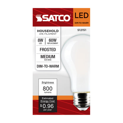 Satco S12151 8W A19 CCT Selectable LED Light Bulb Medium Base