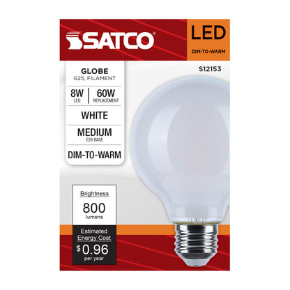 Satco S12153 8W G25 CCT Selectable LED Light Bulb Medium Base