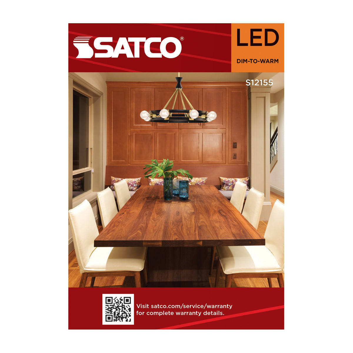 Satco S12155 8W G40 CCT Selectable LED Light Bulb Medium Base