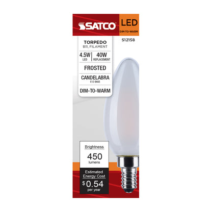 Satco S12158 4.5W B11 CCT Selectable LED Light Bulb Candelabra Base