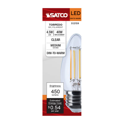 Satco S12159 4.5W B11 CCT Selectable LED Light Bulb Medium Base