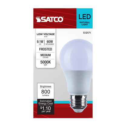 Satco S12171 9.1W A19 Natural Light LED Light Bulb Medium Base
