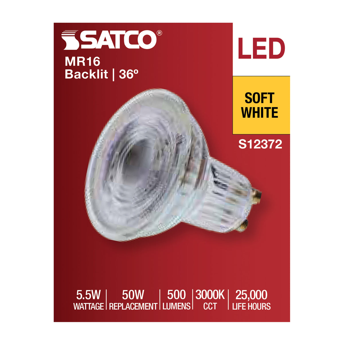 Satco S12372 5.5W MR16 Soft White LED Light Bulb Bi Pin GU10 Base