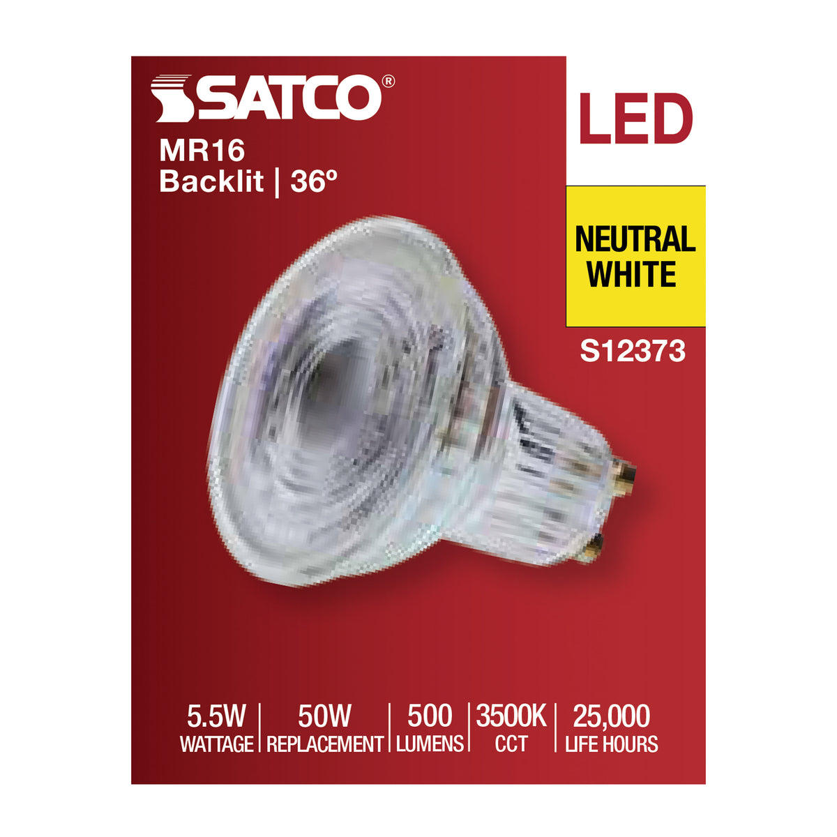 Satco S12373 5.5W MR16 Neutral White LED Light Bulb Bi Pin GU10 Base