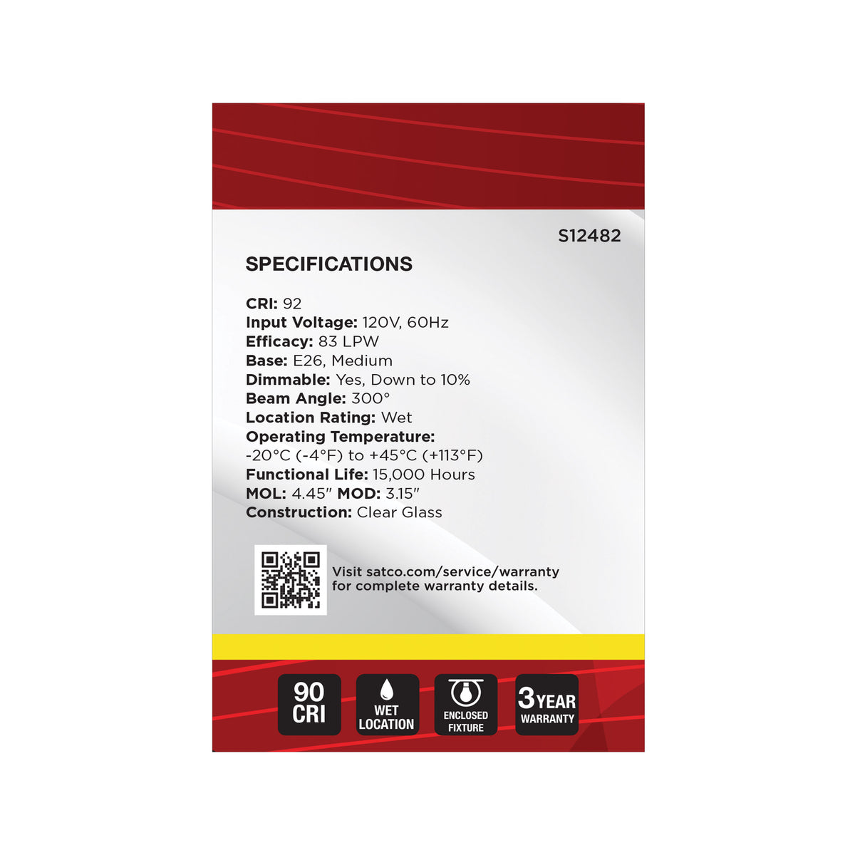 Satco S12482 6W G25 Neutral White LED Light Bulb Medium Base
