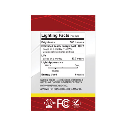 Satco S12482 6W G25 Neutral White LED Light Bulb Medium Base