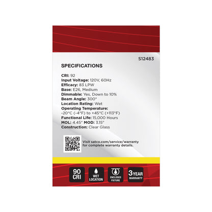 Satco S12483 6W G25 Neutral White LED Light Bulb Medium Base