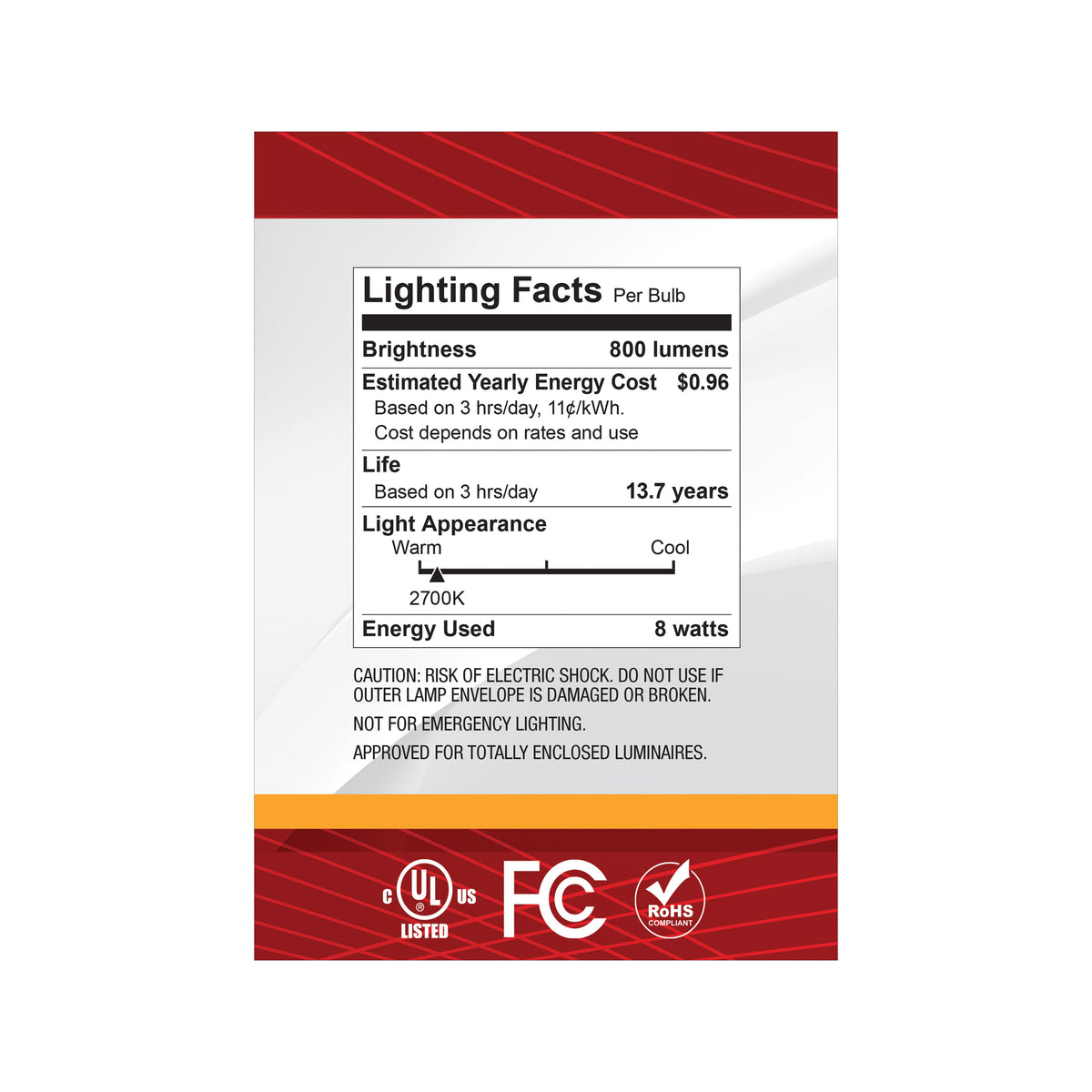 Satco S12487 8W G40 Warm White LED Light Bulb Medium Base