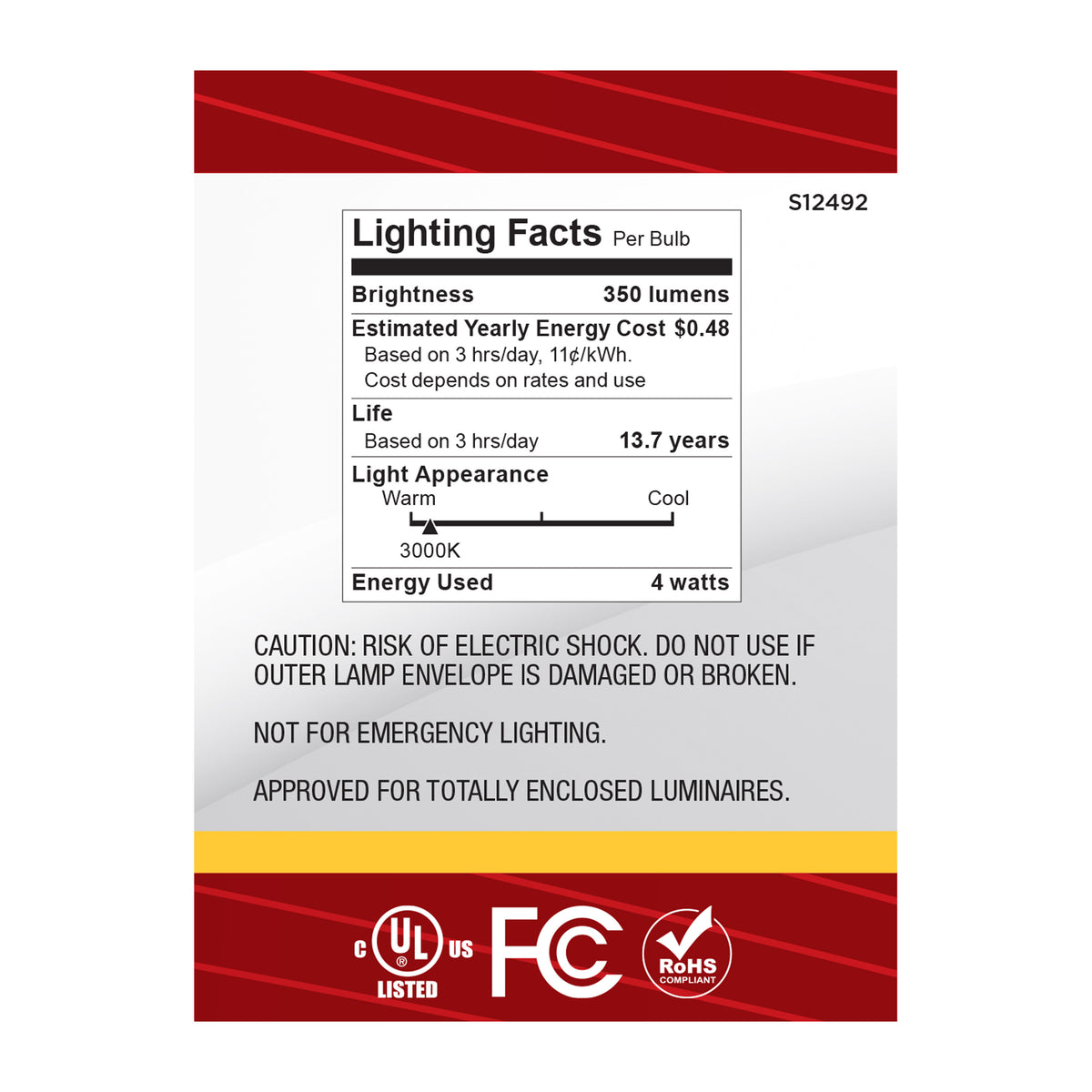 Satco S12492 4W B11 Soft White LED Light Bulb Candelabra Base