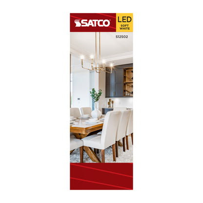 Satco S12502 5.5W B11 Soft White LED Light Bulb Medium Base